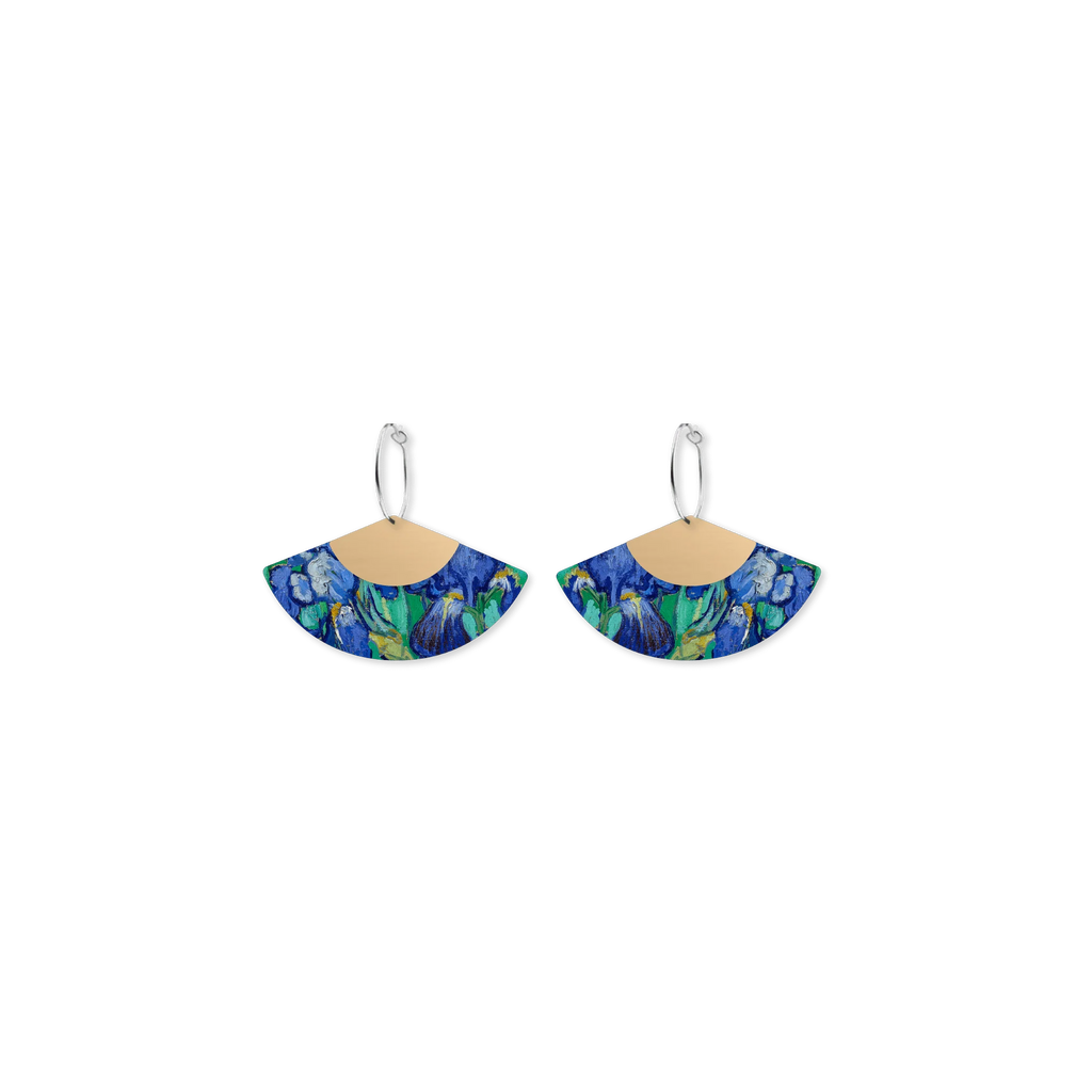 VAN GOGH IRISES LAYERED FAN HOOP EARRINGS