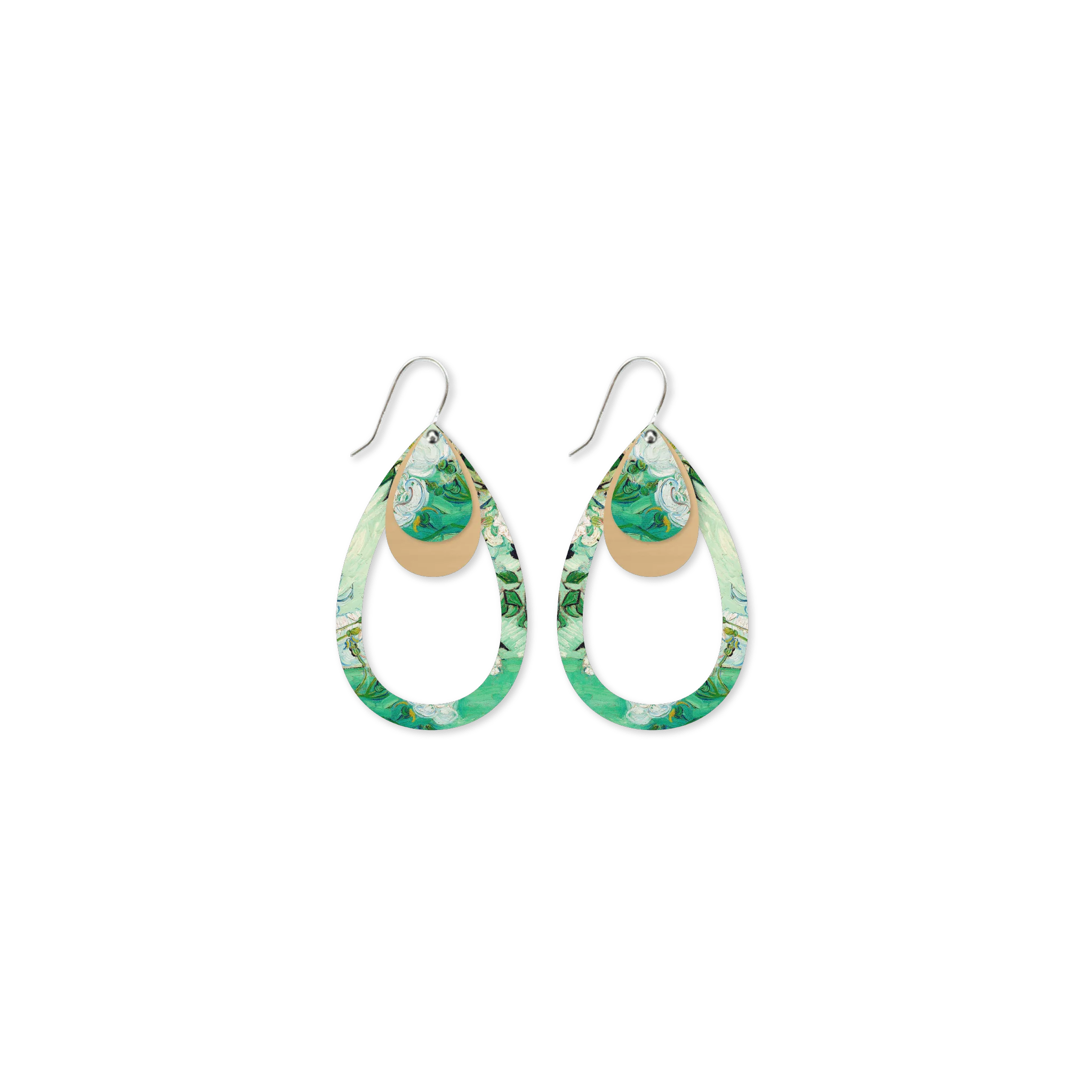 VAN GOGH ROSES LAYERED OUTLINE TEAR DROP EARRINGS
