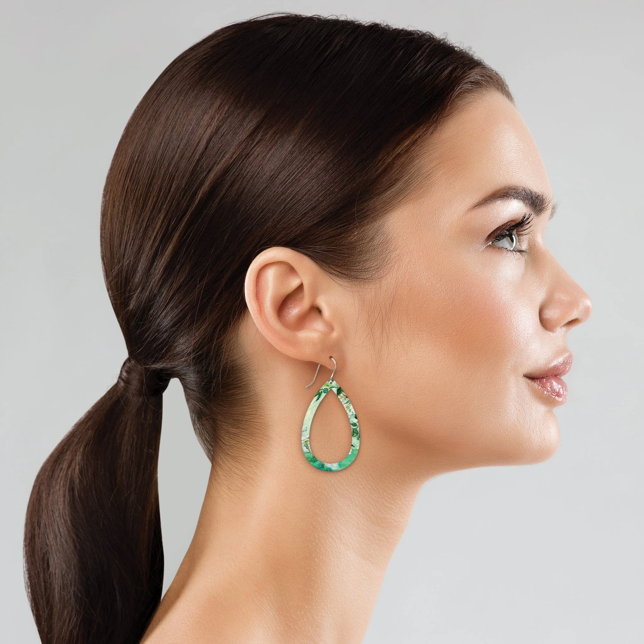 VAN GOGH ROSES LAYERED OUTLINE TEAR DROP EARRINGS